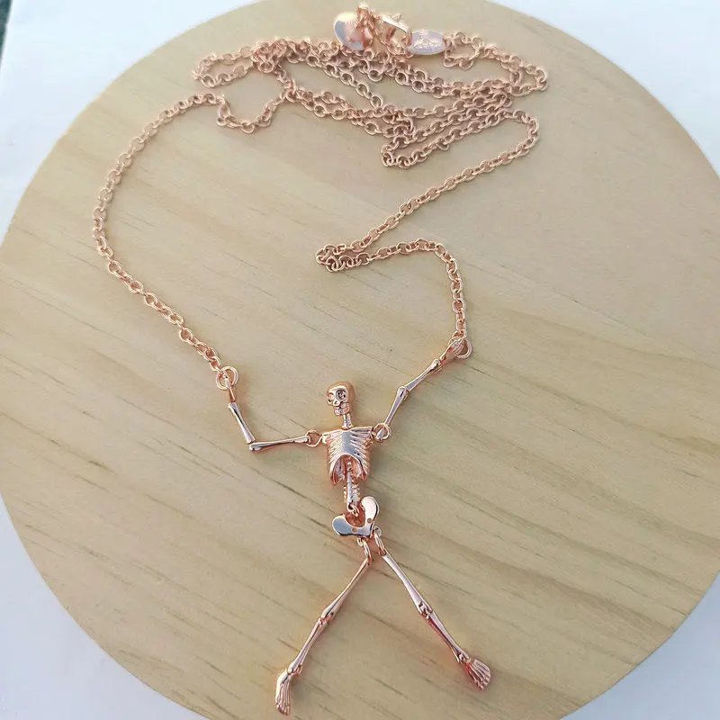 Design Skeleton Pendant Necklace Rose Gold Jewelry - 12
