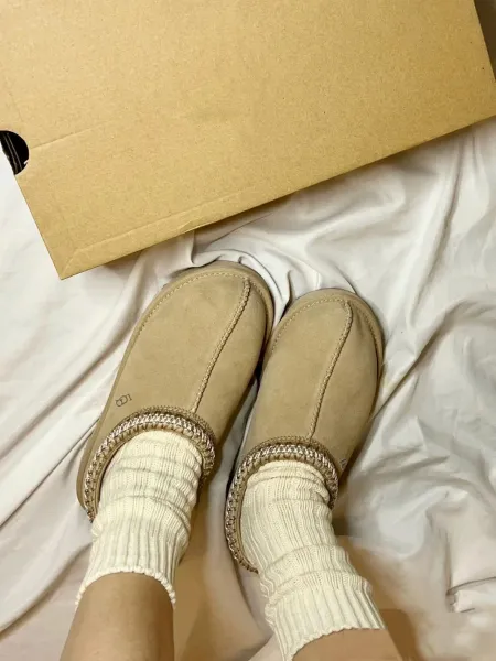 UGG Classic Mini Fluff Shearling-Lined Slippers Beige - 1