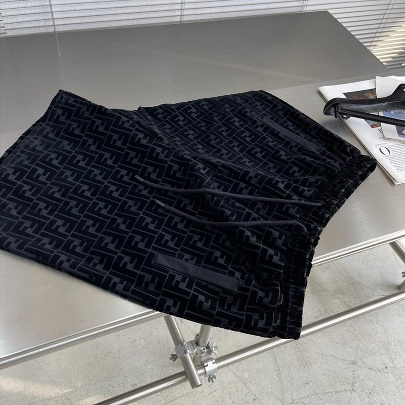 Fendi FF Logo Velvet Shorts Black - 3