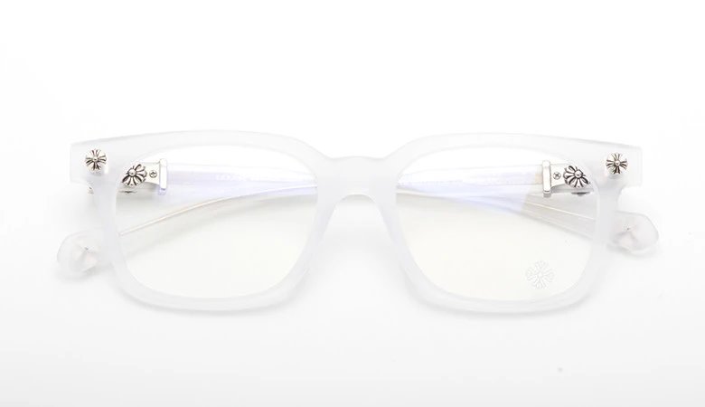 Chrome Hearts Optical Glasses White Transparent Frame with Floral Studs