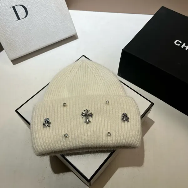 Chrome Hearts Cross-Embellished Lilac Knit Beanie - 5