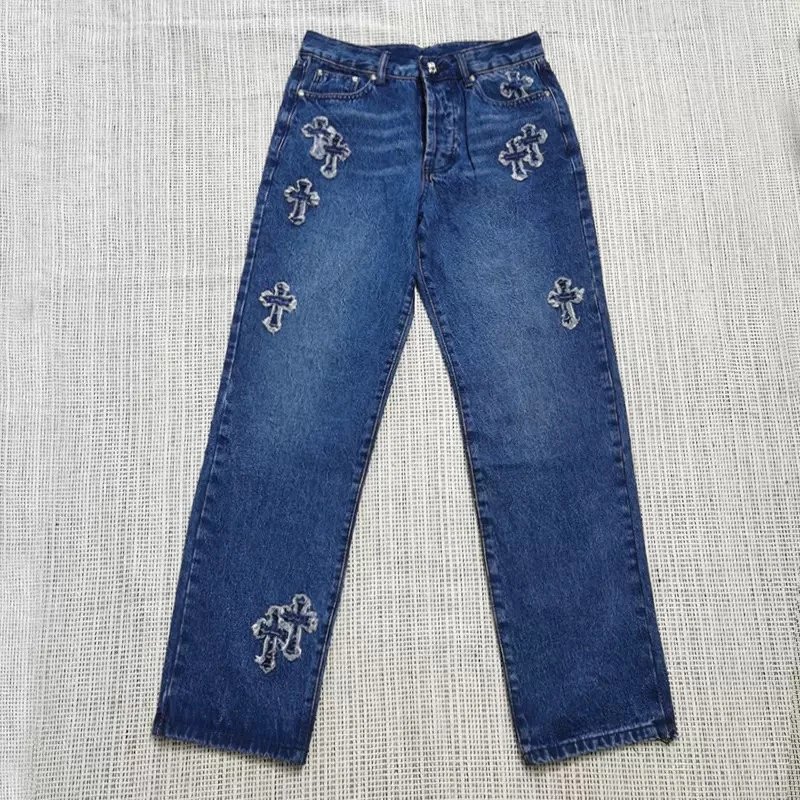 Blue Pants Raw Edge Cross