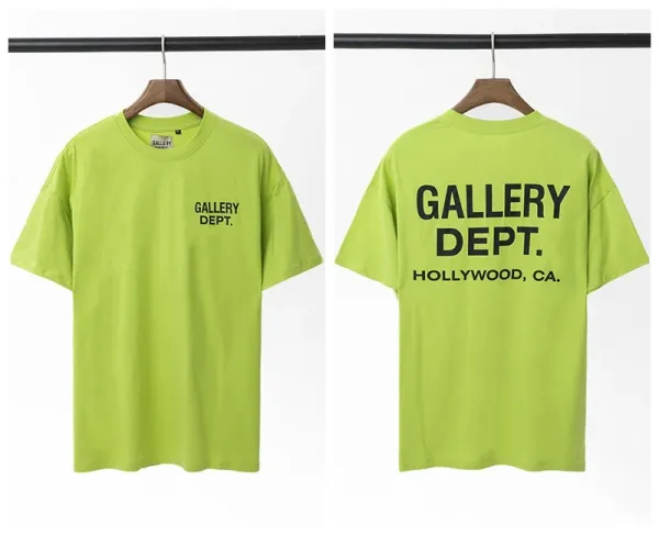 Gallery Dept Logo Print Lime Green T-Shirt - 1