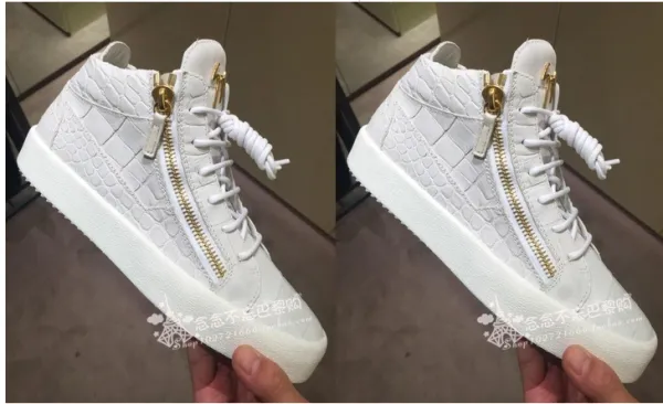 Design Giuseppe Zanotti Deco White Croc-Embossed Zip-Up Sneakers - 1