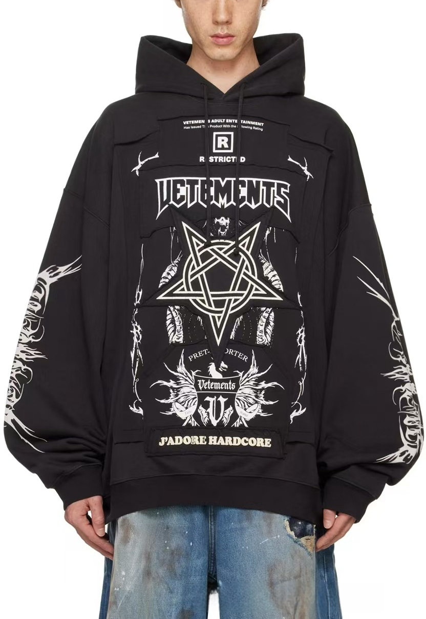Vetements J'Adore Hardcore Oversized Hoodie Black