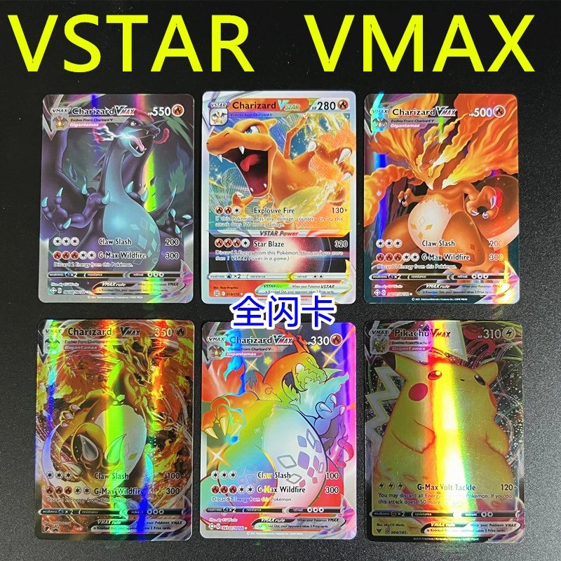 Pokemon Cards VMAX Pikachu Card VSTAR Pokemon Pocket Monsters Flash Cards PTCG English