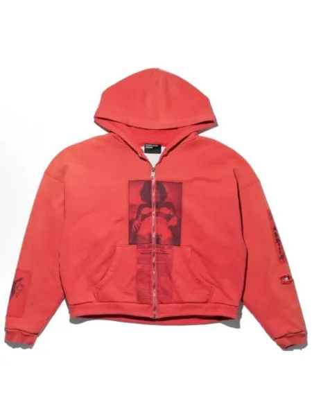 Design Auto-Generative Art Zip-Up Hoodie Red - 6