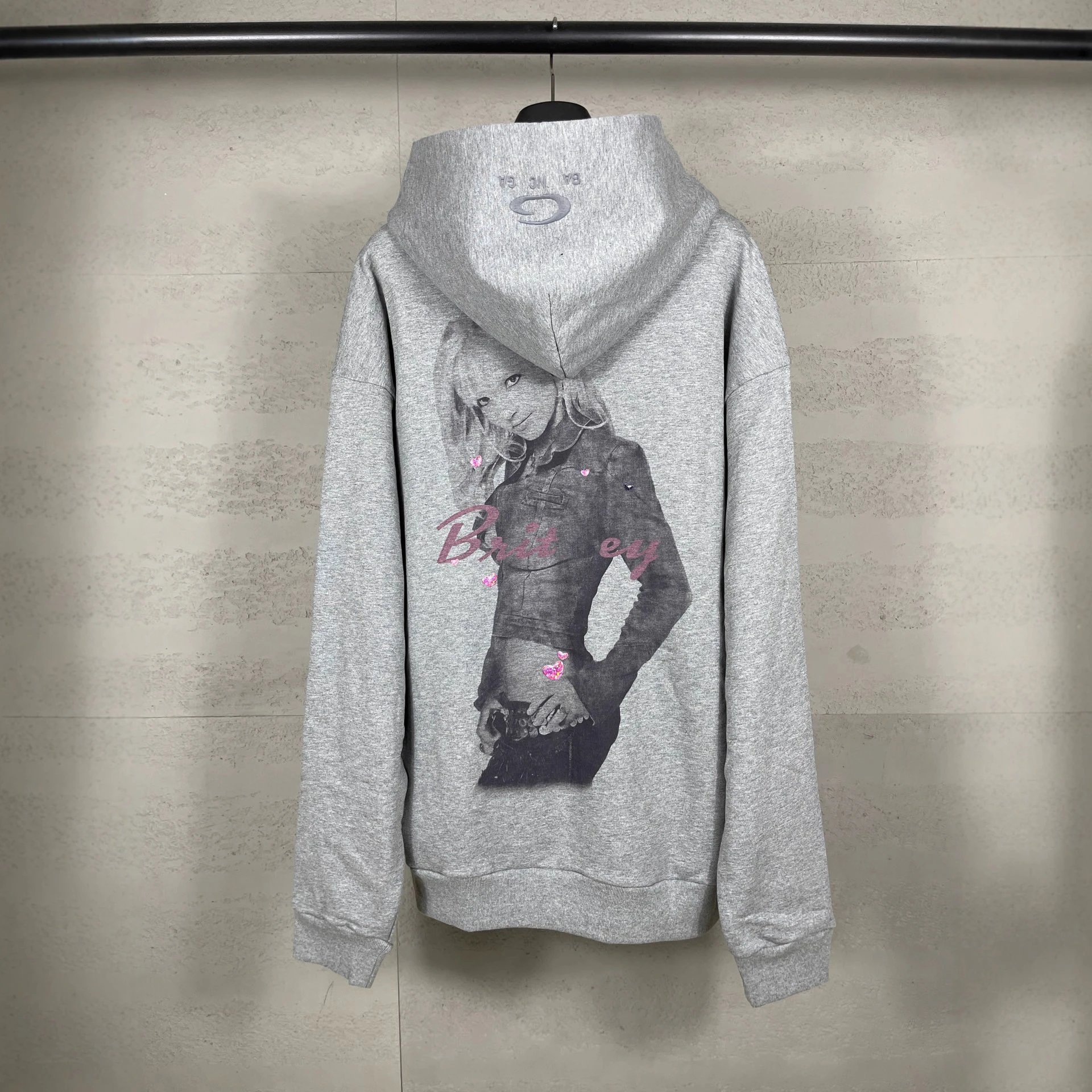 Balenciaga Distressed Paint-Splatter Hoodie in Charcoal Gray - 5