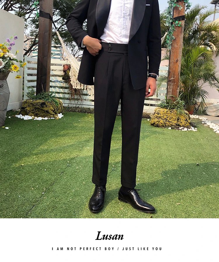Design Lusan Tuxedo Pants Black Dress Pants - 6