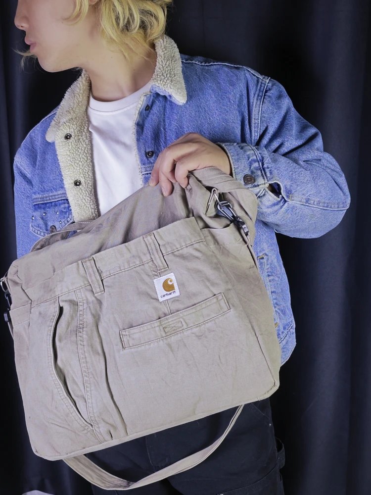 Carhartt Work In Progress Tote Bag Beige Canvas Shoulder Bag - 2
