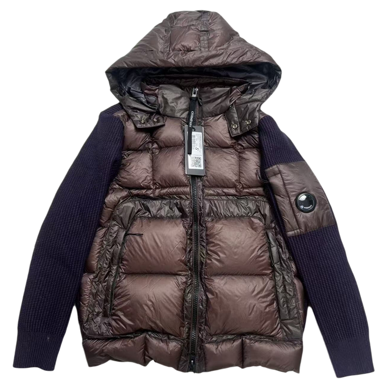 C.P. Company Goggle Jacket Brown / Navy Hybrid Down Jacket