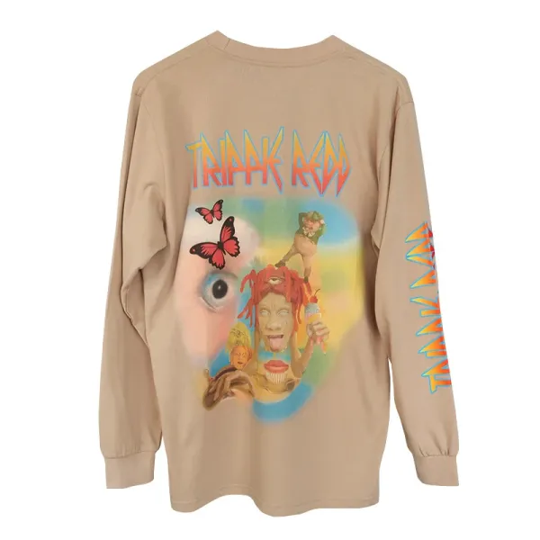 Design Trippie Redd Graphic Long Sleeve T-Shirt Black T-Shirts - 4