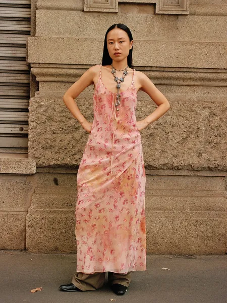 Design Floral Print Slip Dress Pink Multicolor - 2