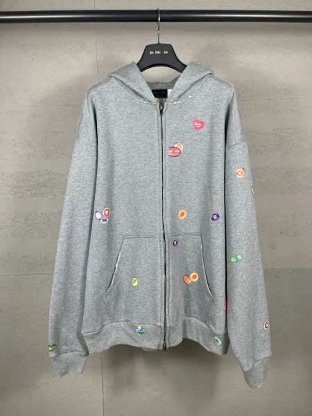 Balenciaga x BALENCIAGA Patchwork Hoodie Gray - 1