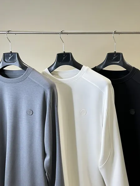 Design Minimalist Embroidered Logo Crewneck Sweatshirt White Hoodie - 4