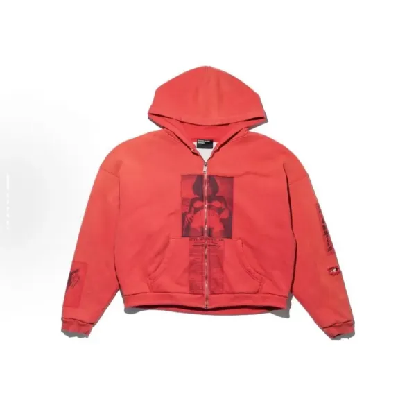 Design Auto-Generative Art Zip-Up Hoodie Red - 1