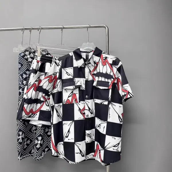 Design Floral Print Elastic Waist Shorts and Shirt Set - 3