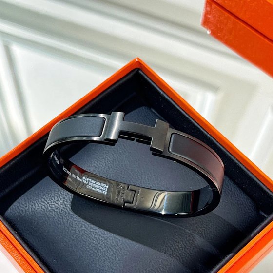 Hermès Style High-End Bracelet Black Warrior Enamel Bangle for Men Matte Black Clasp Couple Bracelet