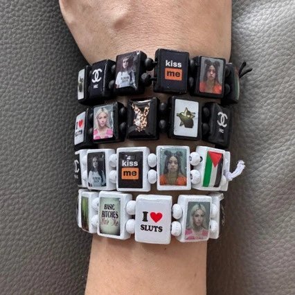 Black In-Stock Resin Portrait Decal Sticker Cube Charm Bracelet Bangle Fashion Accessory Hot Sale