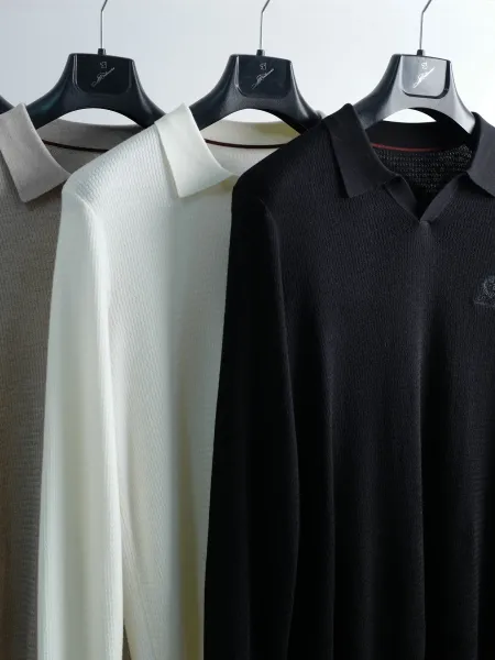 Design Knit Polo Shirt Navy - 5