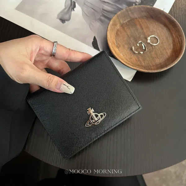 Vivienne Westwood Orb Logo Saffiano Leather Card Holder Black - 2