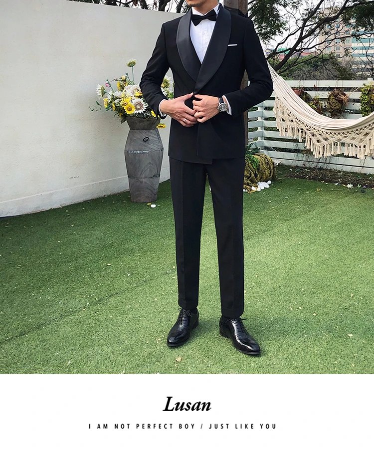 Design Lusan Tuxedo Pants Black Dress Pants - 5