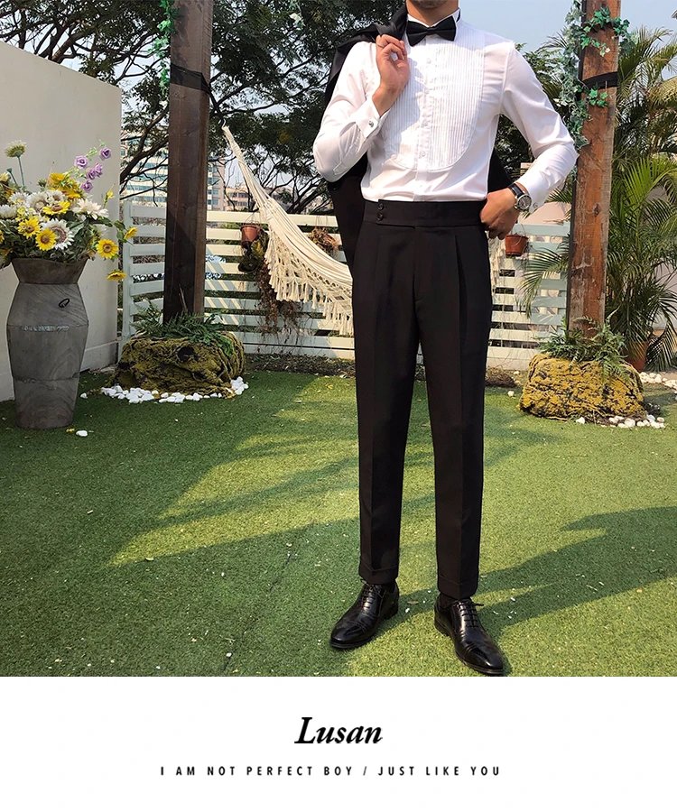 Design Lusan Tuxedo Pants Black Dress Pants - 12
