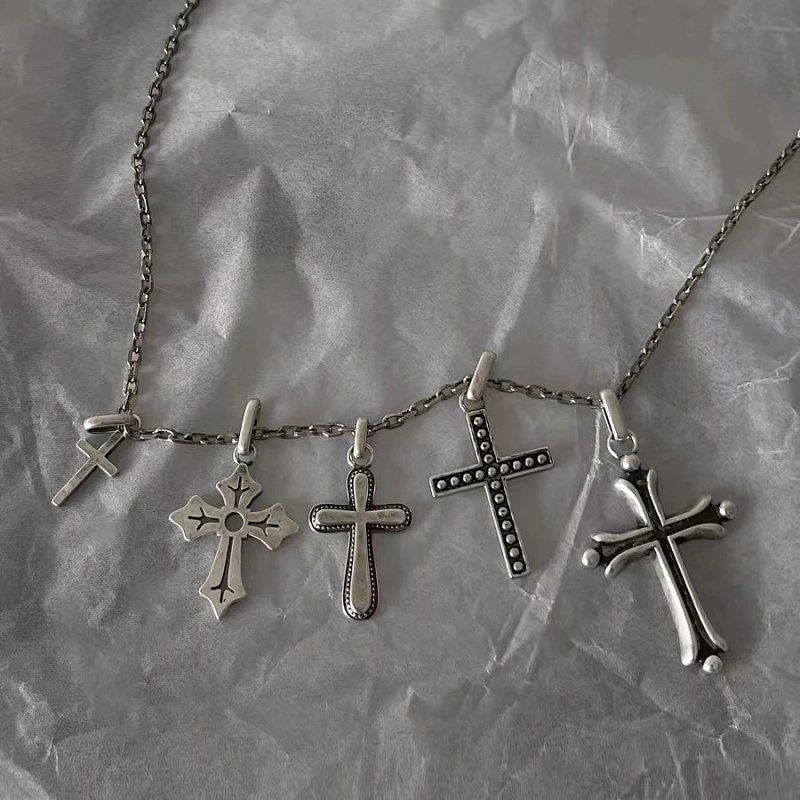 Multi-Cross Pendant Necklace Silver Jewelry