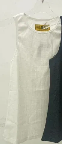 Design Sleeveless Ribbed Tank Top White Vest Top - 1
