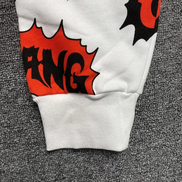 Design Flame Graphic Cuff Sweatshirt White Hoodie - 1