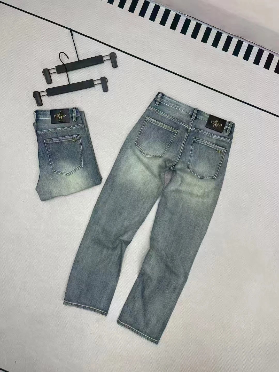 Men's Black Leather Gold Label Casual Jeans