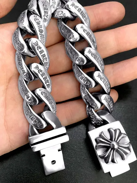 Chrome Hearts Fleur-de-Lis Curb Chain Bracelet Silver Jewelry - 3