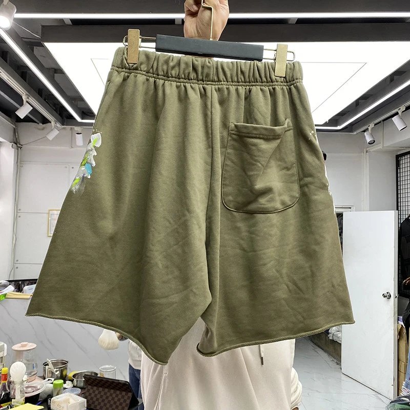 Gallery Dept Paint Splatter Drawstring Shorts Army Green - 3