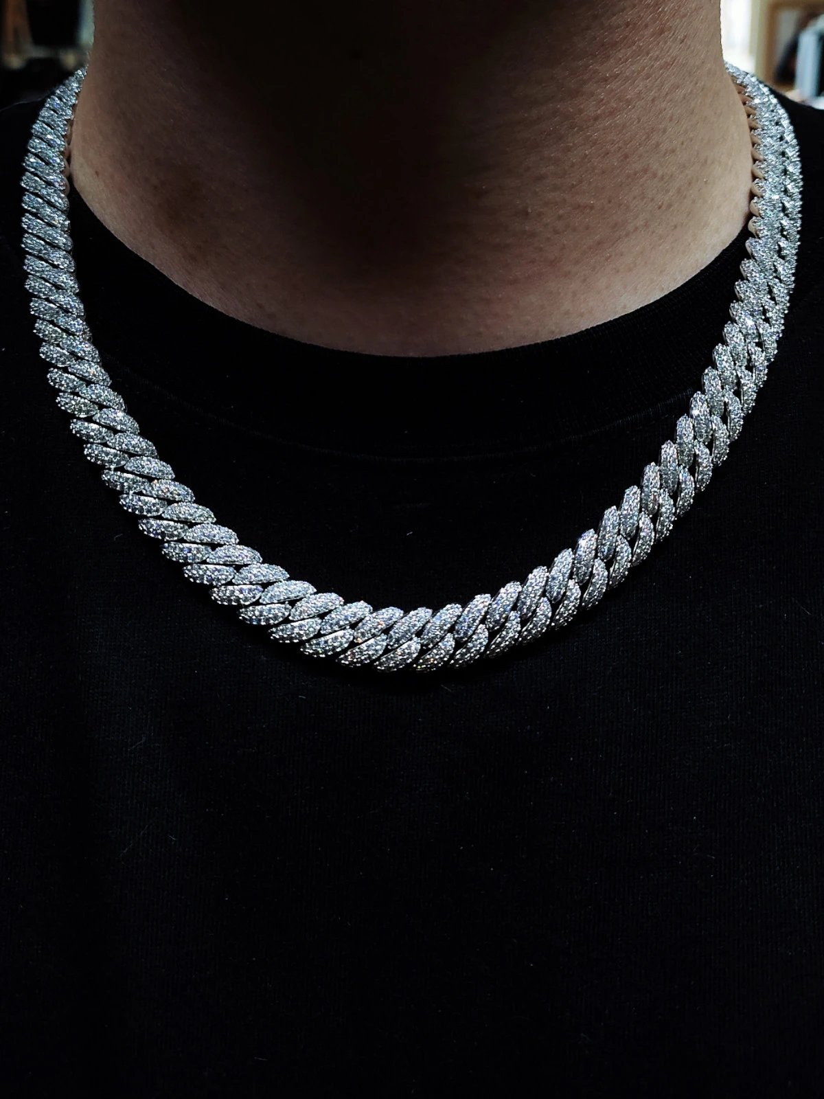 Cuban Link Chain Necklace Silver Iced Out Jewelry