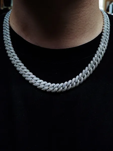 Design Cuban Link Chain Necklace Silver Iced Out Jewelry - 1