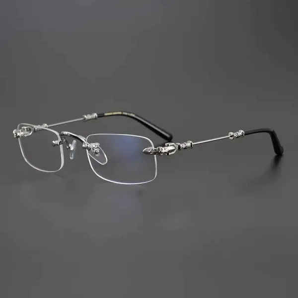 Design Rimless Optical Glasses Gold Frame Tortoiseshell Temples Eyewear - 4