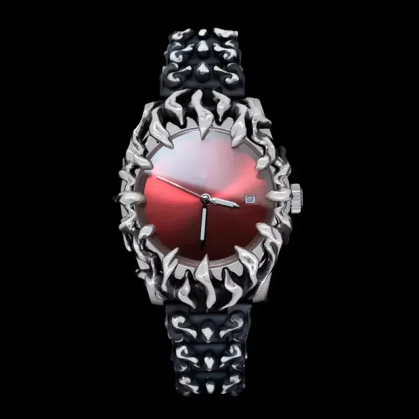 Design Flame-Edge Mechanical Watch Black Silver Watches - 4
