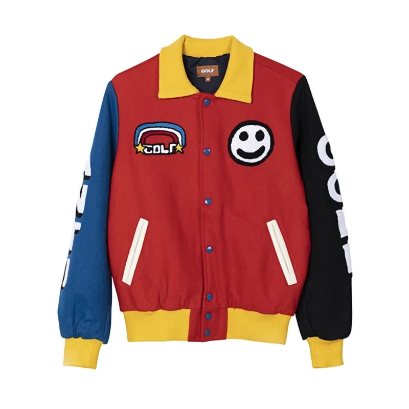 Design GOLF Wang Varsity Jacket Red Blue Navy Yellow Outerwear.jacket - 5