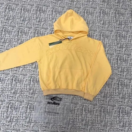 Scuffers Printed & Embroidered Hoodie Solid Color Pullover Casual Loose Fit Sweatshirt Unisex Streetwear