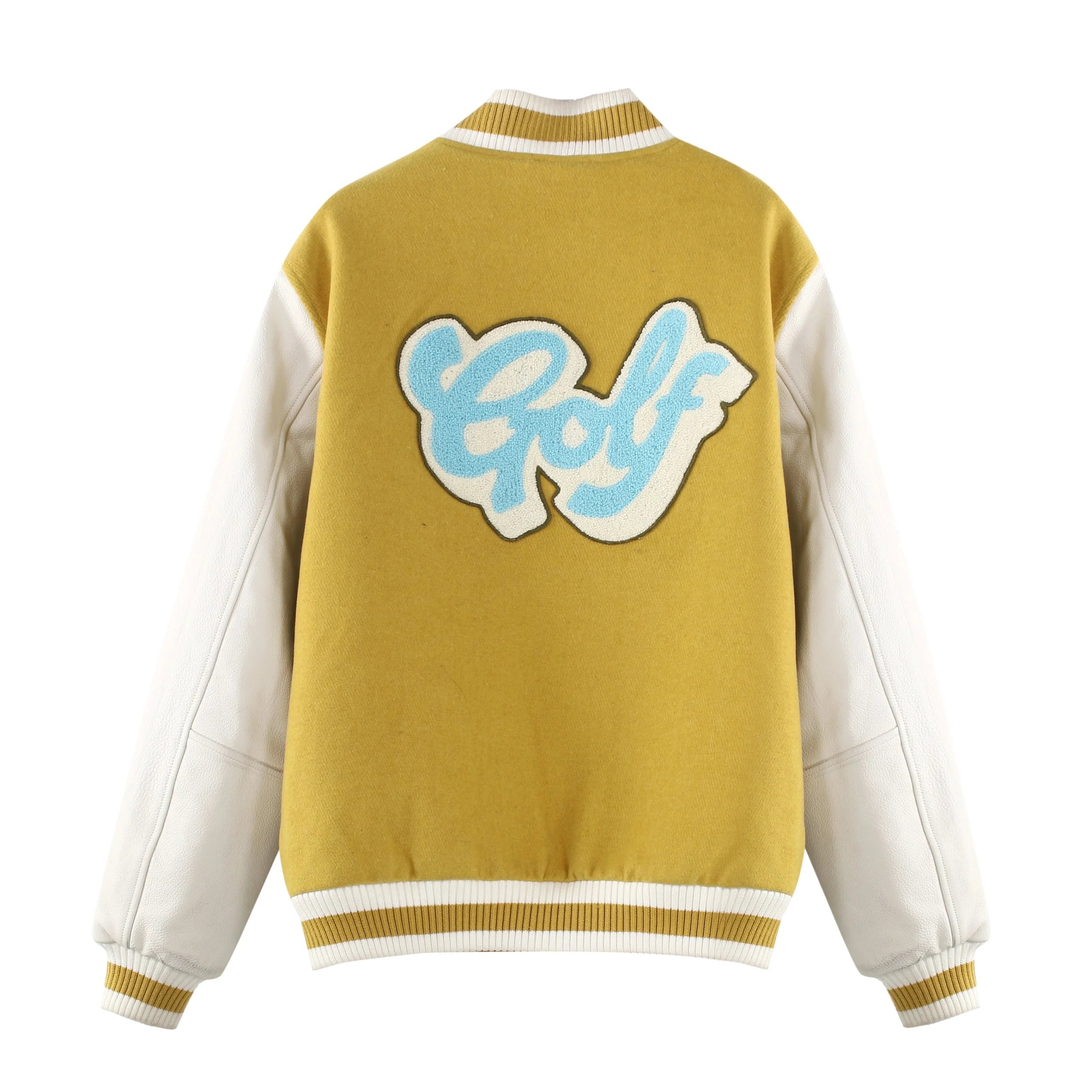 Cactus Jack Golf Wang Varsity Jacket Yellow and White Outerwear - 4