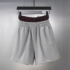 Paris B Correct Version Checkered Button Patchwork Faux Two-Layer Unisex Loose Fit Casual Shorts (5-Point Length)