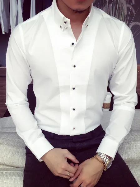 Design Tuxedo Shirt White Formal Shirt - 1