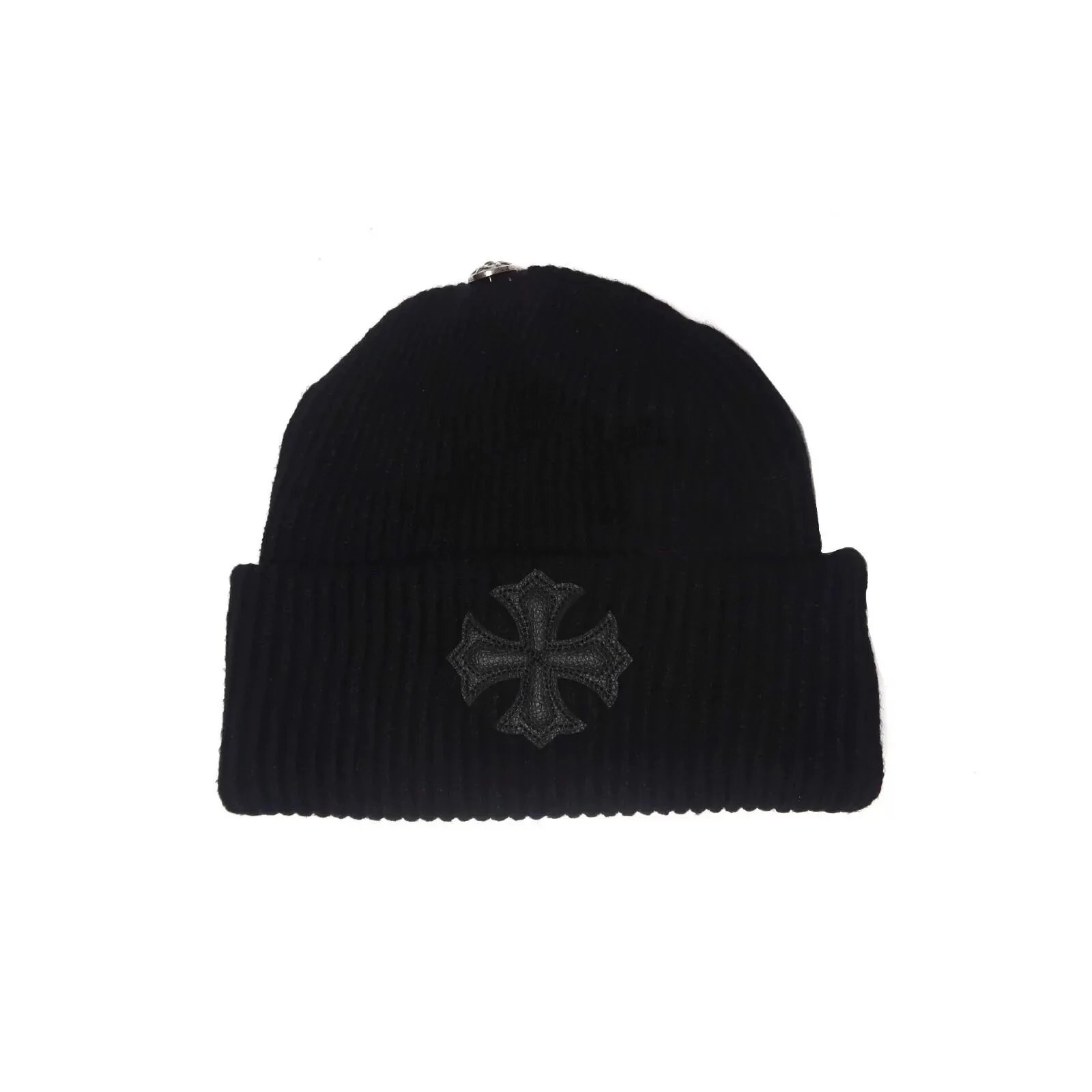 Chrome Hearts Cross Embroidered Black Beanie - 1