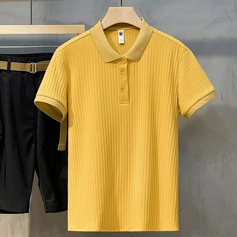 Ribbed Polo Shirt Yellow Tops.polo