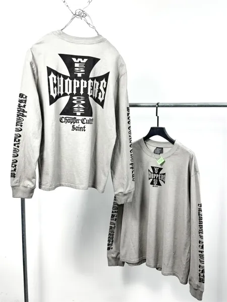 Design West Coast Choppers Saint Long Sleeve T-Shirt Gray T-Shirts - 2