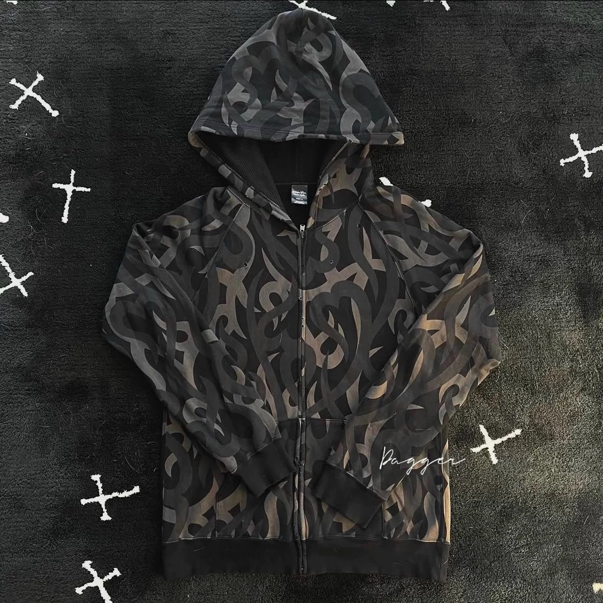 NUMBER (N) INE 04aw Heart Tribal Hoodie GIVE Period