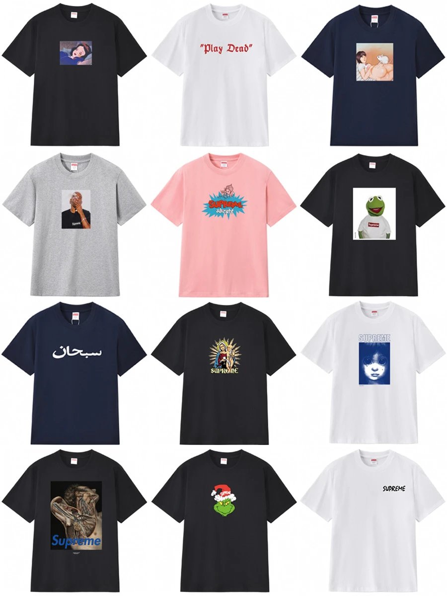 Cross border supply, foreign trade wholesale, trendy brand supreme, short sleeved, American style BOX, classic 240g top, T-shirt, half sleeved, 12