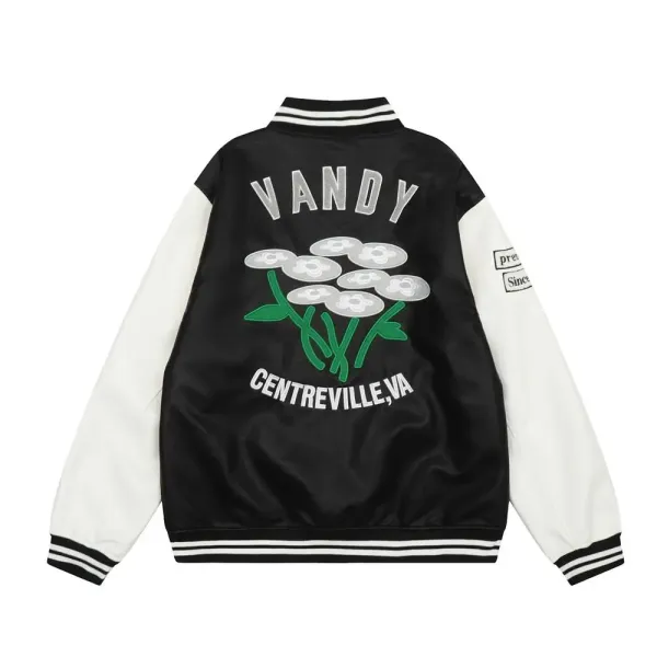 Valentino Varsity Jacket Black and White Leather Jacket Outerwear - 2