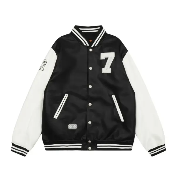 Valentino Varsity Jacket Black and White Leather Jacket Outerwear - 3