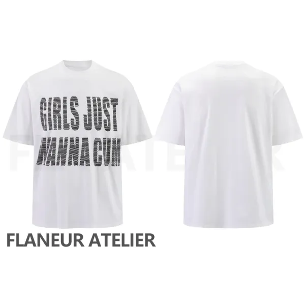 Design Girls Just Wanna Cum Graphic T-Shirt White - 4